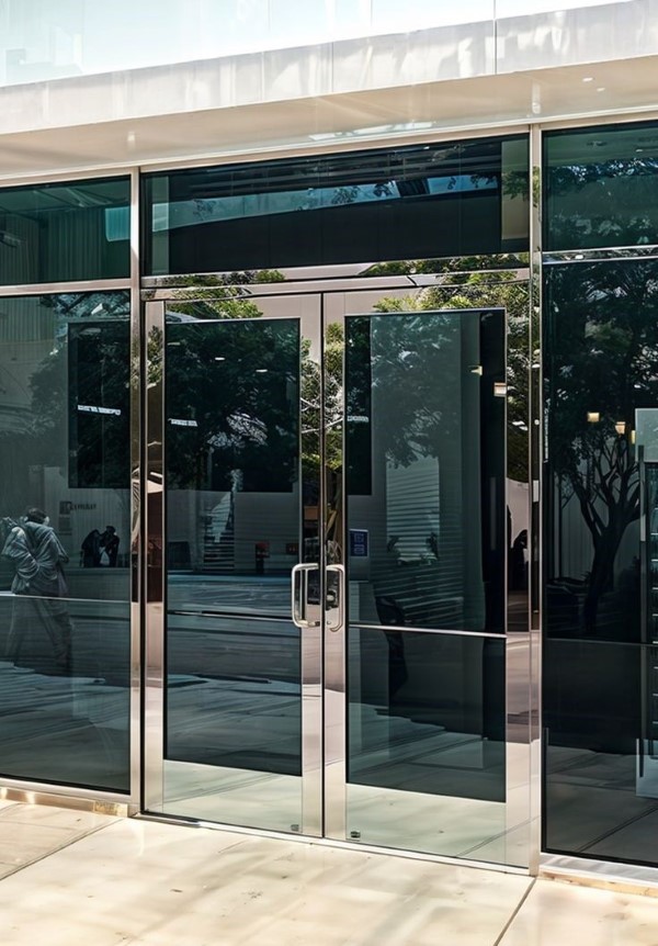 درب شیشه‌ای مغازه با حسگر مادون قرمز